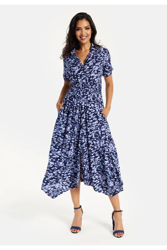Liquorish Abstract Printed Elasticated Waist Dress Tunics Satin smooth