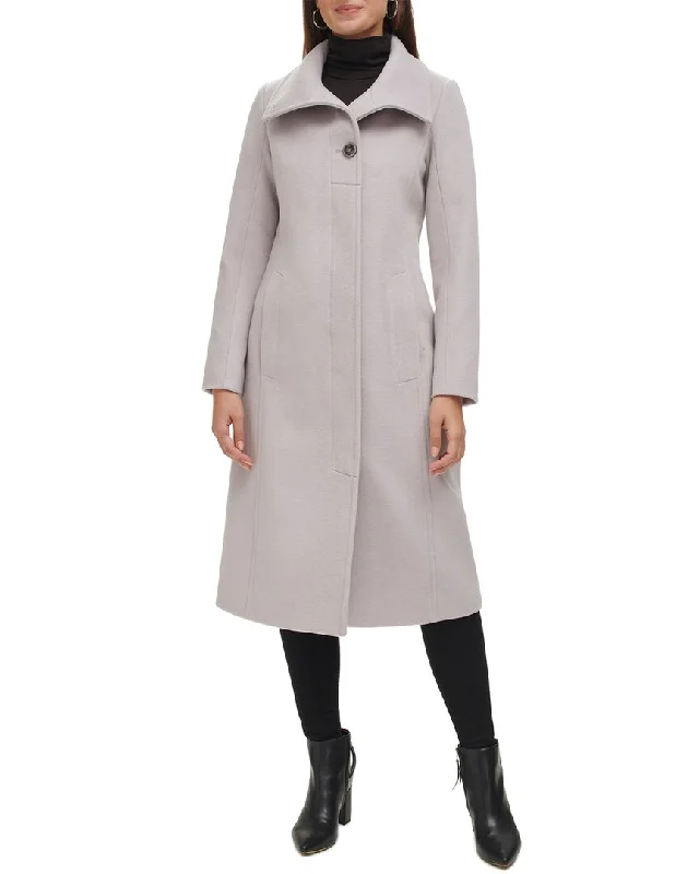Kenneth Cole Wool-Blend Coat Jersey Tulle Batik