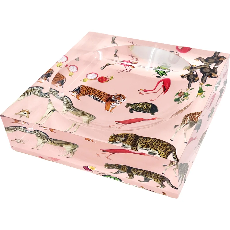 Exotix Flamingo Acrylic Candy Dish 6x6 Shawl Collar Notch Collar Lapel Collar