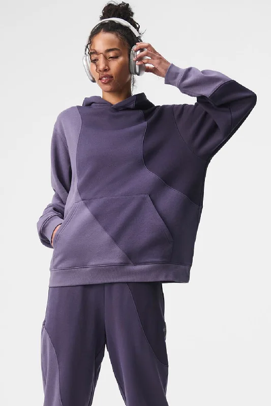 Make Waves Hoodie - Italian Plum Tonal Hoodie with Applique Textured Unique