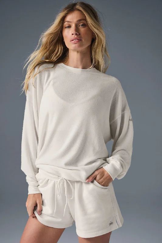 Soho Pullover - Ivory Hoodie with Typography Text Message