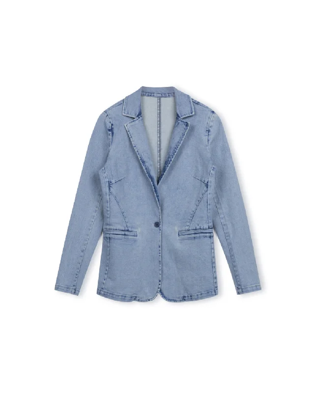 Ladies Denim Pocket Detailed Blazer Women's Denim Suit
