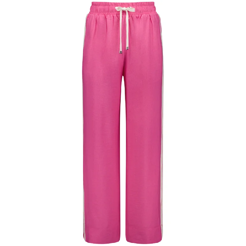 Moke Indiana Pants - Hot Pink High-Waist Straight Pants