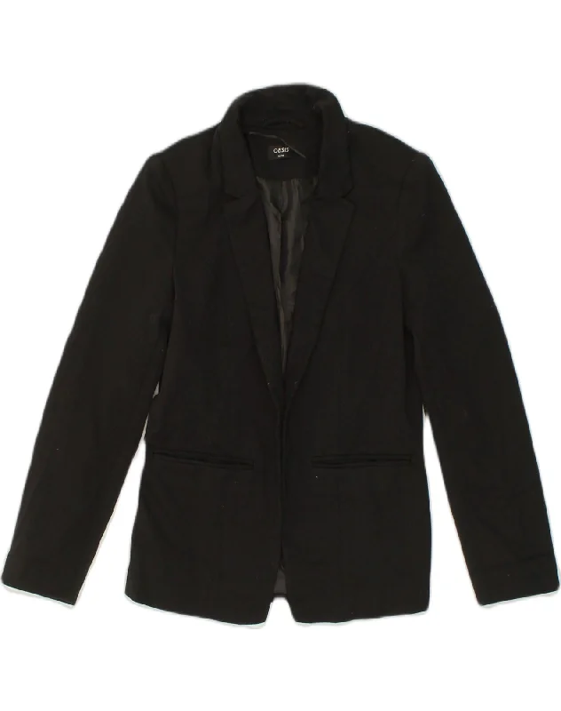 OASIS Womens Blazer Jacket UK 10 Small Black Polyester Silk Women's Blazer