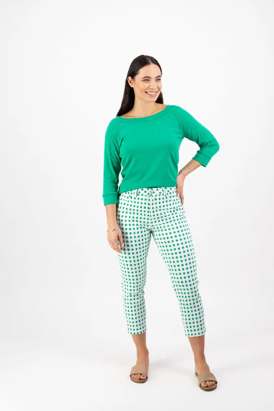 Vassalli -  Printed Lightweight Skinny Leg - Green Picnic Summer Linen Shorts