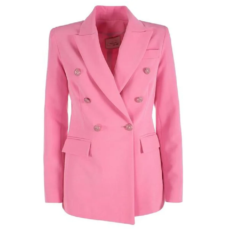 Yes Zee Elegant Pink Nylon Classic Jacket Women's Luxurious Suit