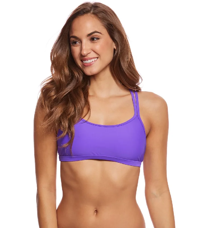 Sporti Active Double Cross Workout Bikini Top Purple Quick-Dry Tankini