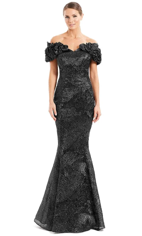 Alexander by Daymor 1650 - Ruffled Sleeve Metallic Evening Gown