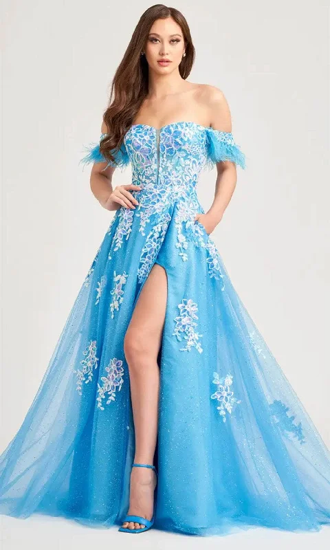 Ellie Wilde EW35220 - Feather Detailed Sweetheart Neck Prom Gown