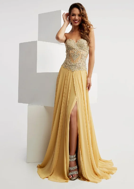 Jasz Couture - Appliqued Corset Gown 6019