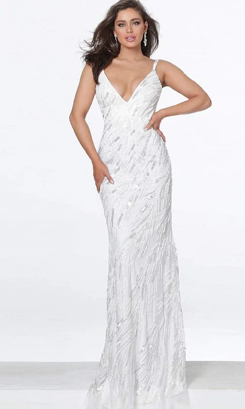 Jovani - 03398 Beaded Mesh Backless Sheath Gown