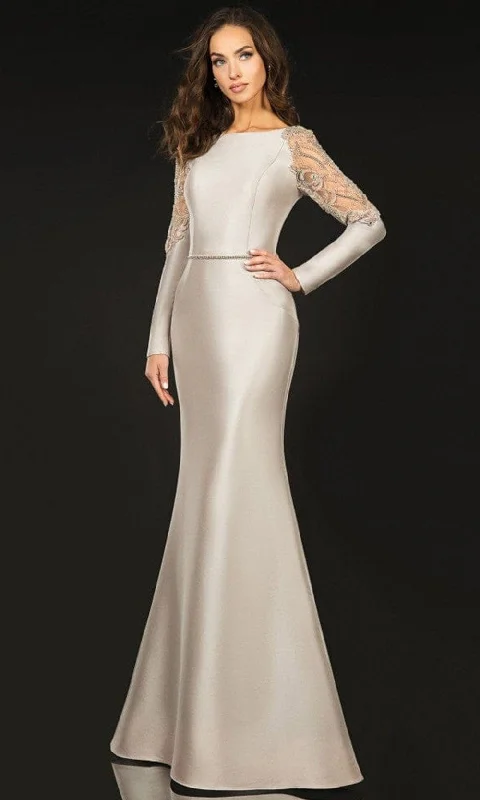 Terani Couture - 2011M2457 Bateau Sheer Embellished Gown